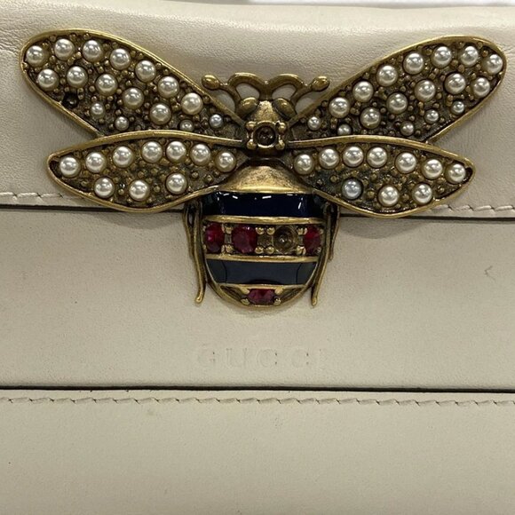 GUCCI Queen Margaret Cream Leather - Bifold Wallet 497-051525
